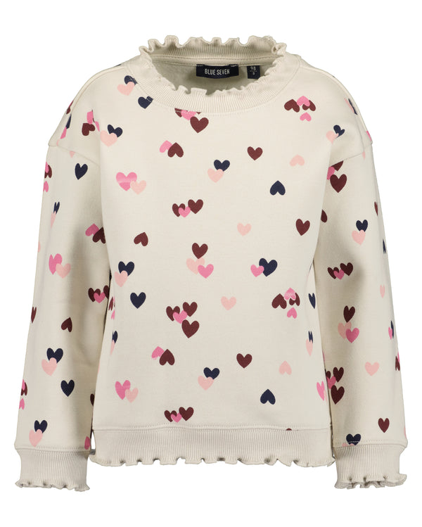 Heart Print Sweatshirt - Light Grey