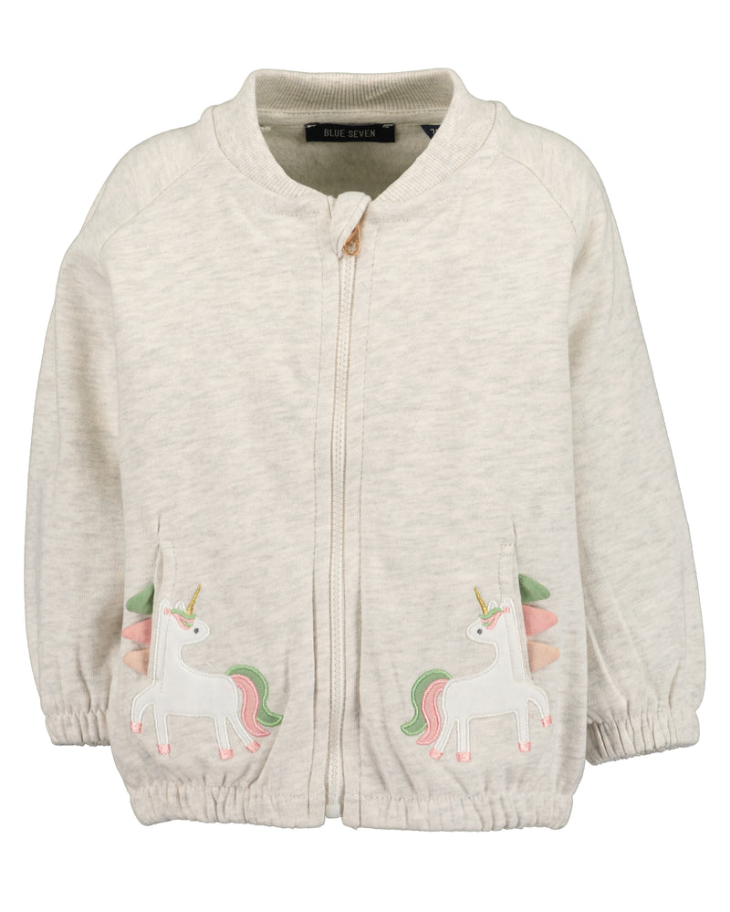 Animal Motif Sweat Ziptop - Beige