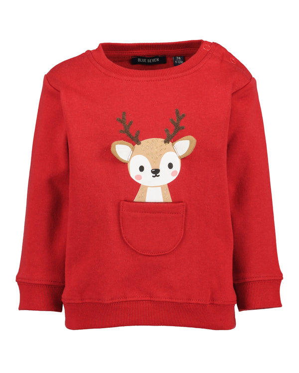 Animal Motif Sweatshirt - Bright Red