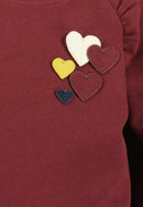 Heart Print Sweatshirt - Burgundy