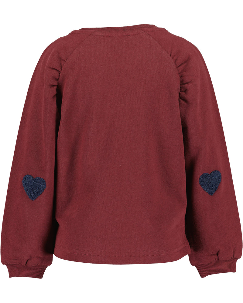 Heart Print Sweatshirt - Burgundy
