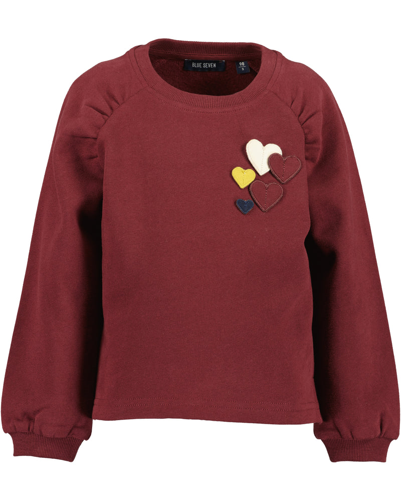 Heart Print Sweatshirt - Burgundy