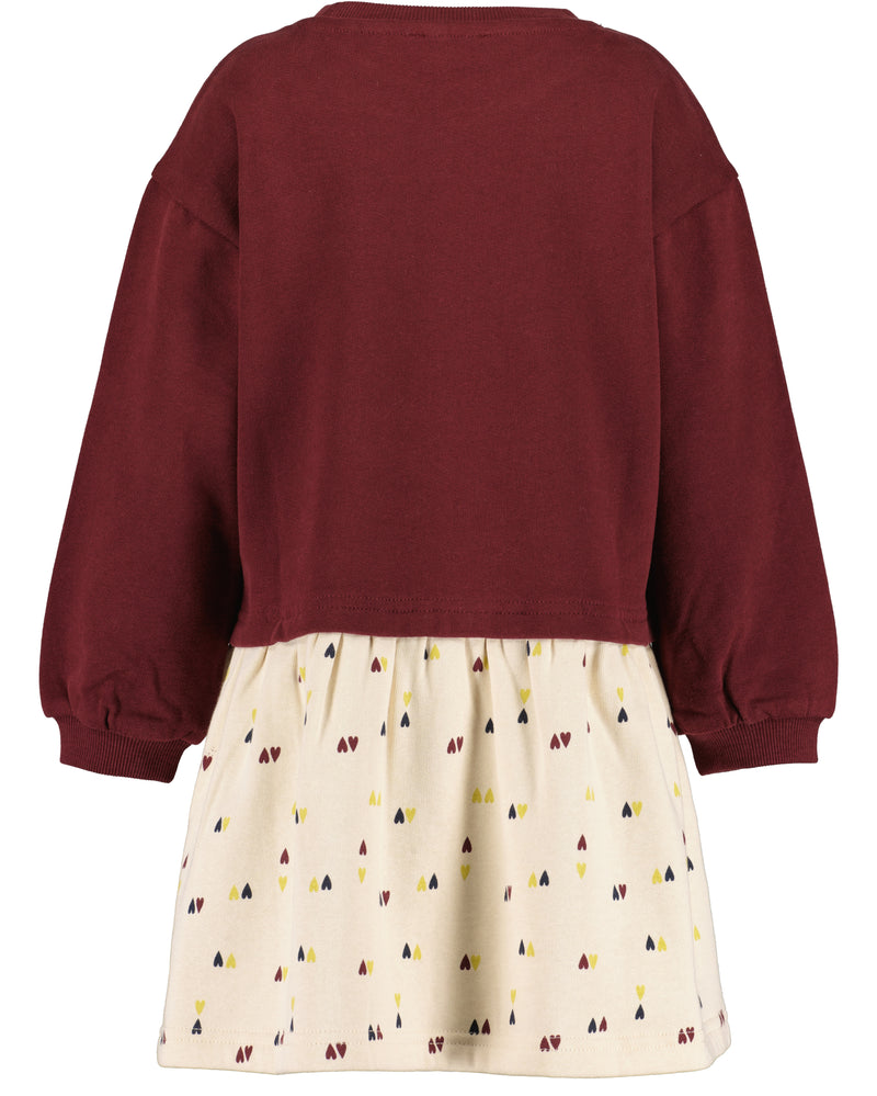 Heart Print Dress - Burgundy