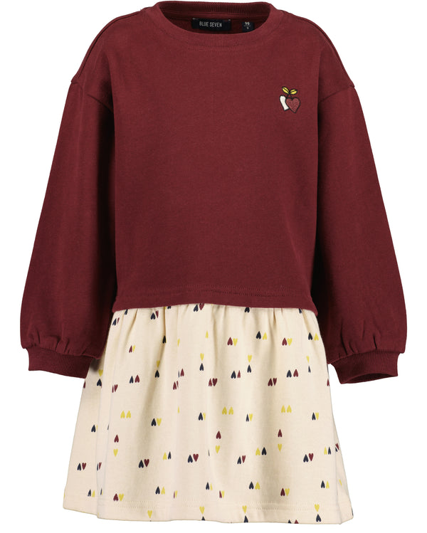 Heart Print Dress - Burgundy