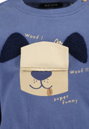 Animal Motif Sweatshirt - Jeans Blue