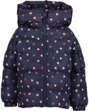 Heart Print Hooded Jacket - Night Blue