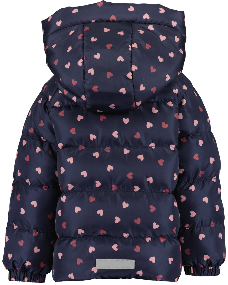 Heart Print Hooded Jacket - Night Blue