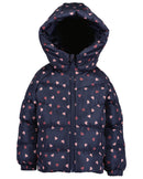 Heart Print Hooded Jacket - Night Blue