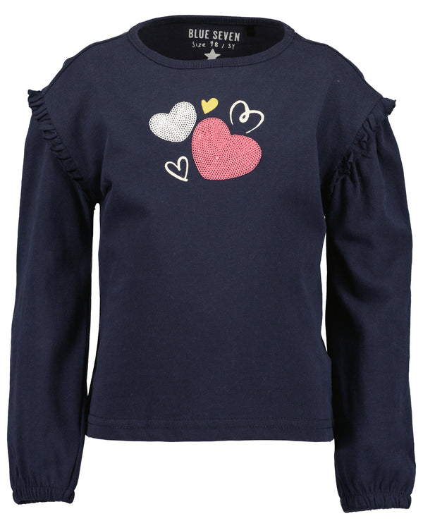 Ruffle Shoulder T-Shirt - Night Blue