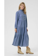 Cream Britt Dress - Medium Blue Denim