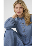 Cream Britt Dress - Medium Blue Denim