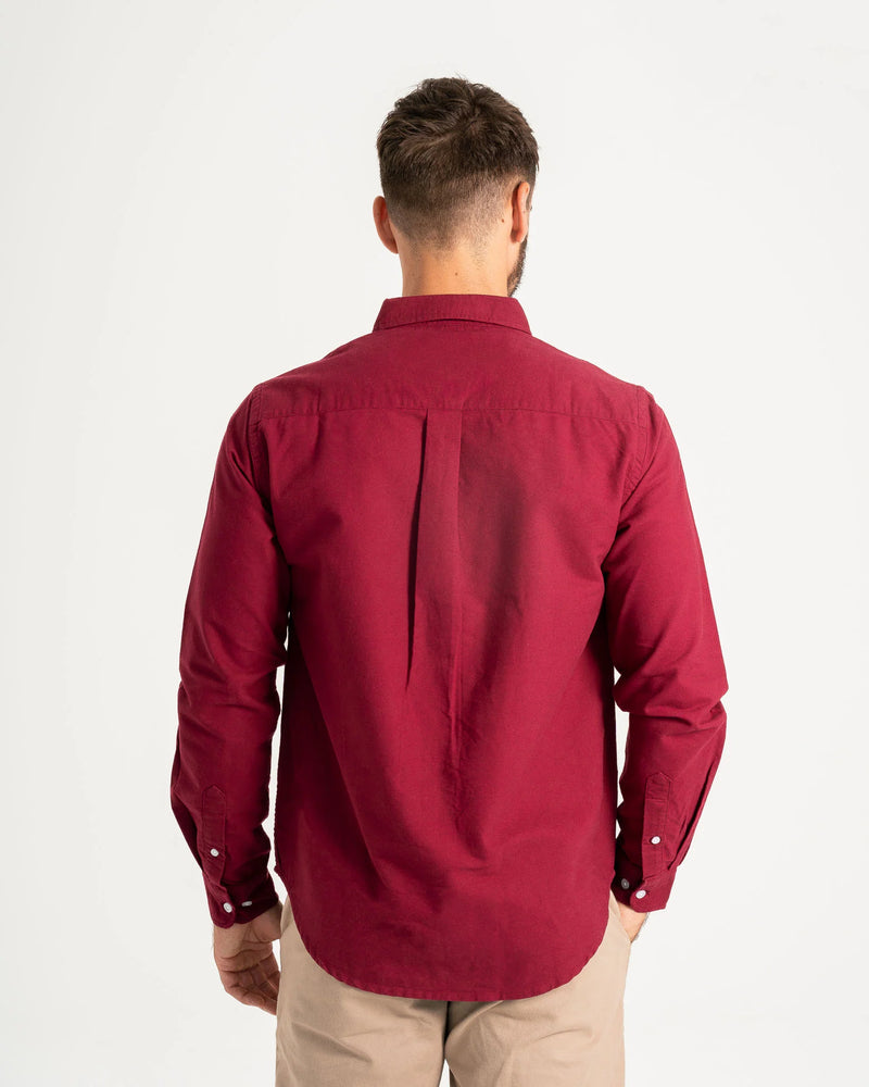 Long Sleeve Oxford Shirt - Burgundy