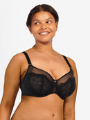UW Four Sections Full Cup Bra - Black