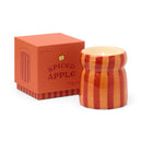 Red & Coral Striped Ceramic Candle - Spiced Apple