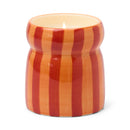 Red & Coral Striped Ceramic Candle - Spiced Apple