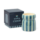 Blue & Navy Stripes Ceramic Candle - Warm Cider