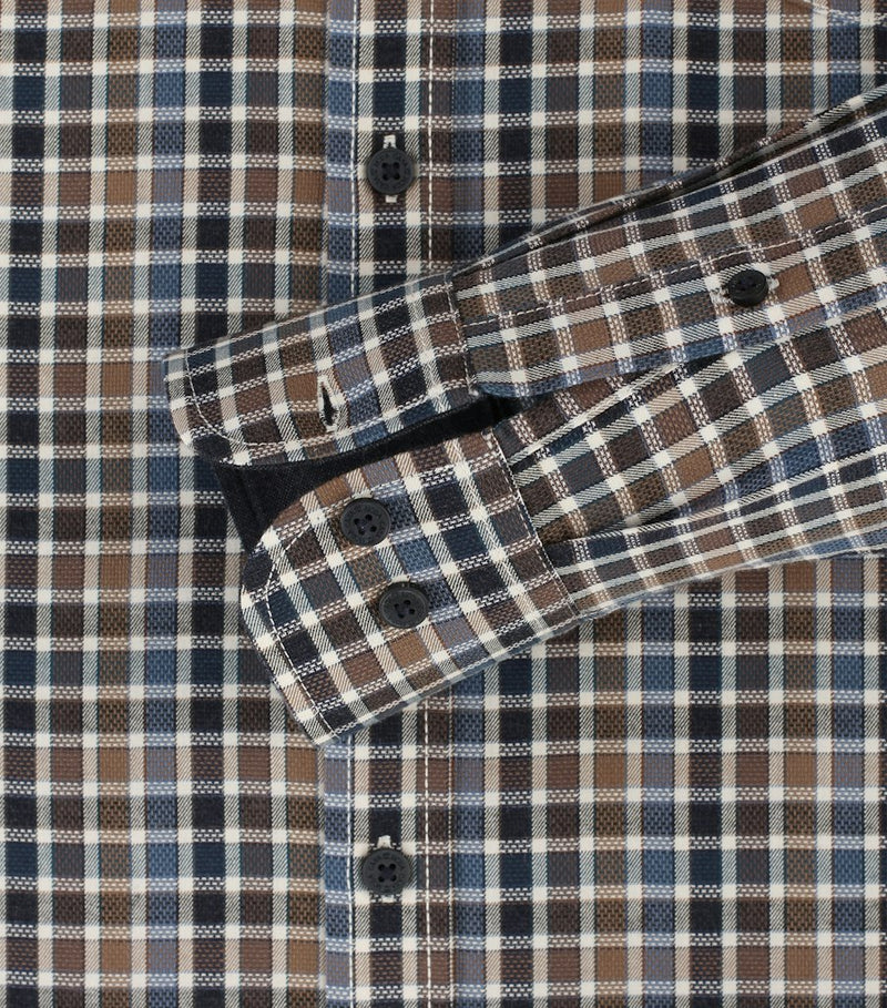 Comfort Fit Check Shirt - Beige