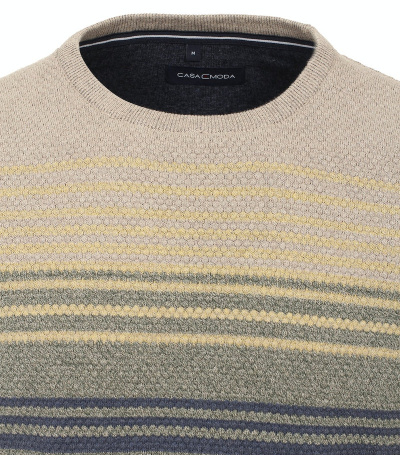 Patterned Round Neck Jumper - Vintage Indigo