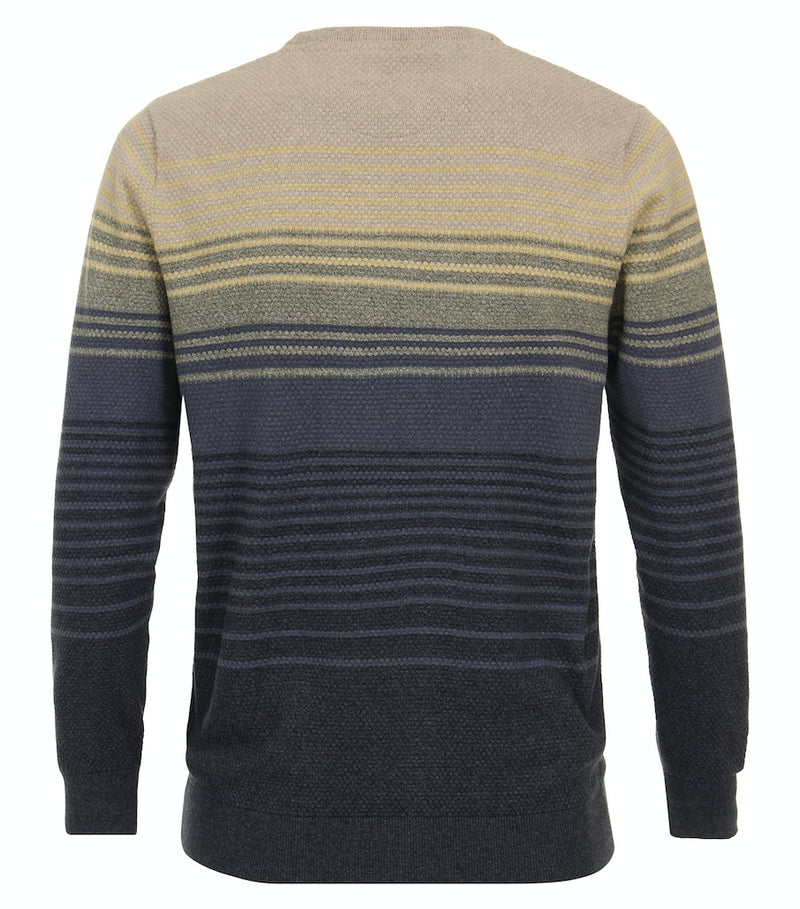 Patterned Round Neck Jumper - Vintage Indigo