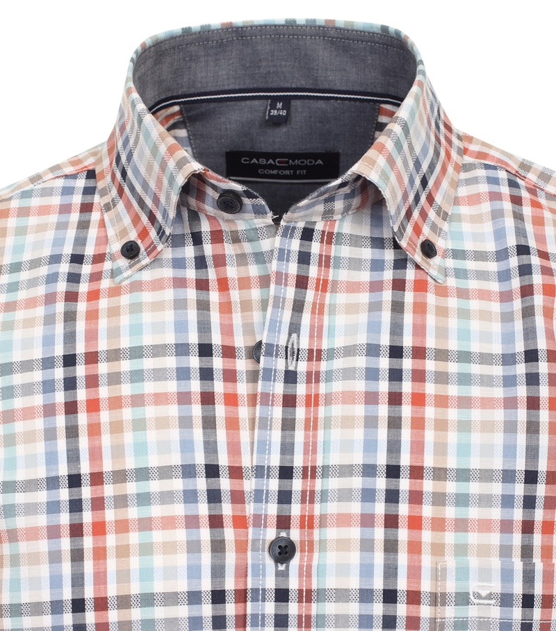 Short Sleeve Check Shirt - Tangarine