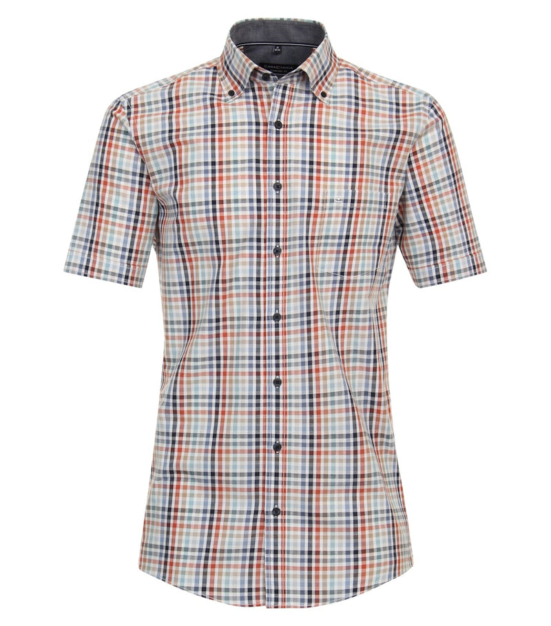 Short Sleeve Check Shirt - Tangarine