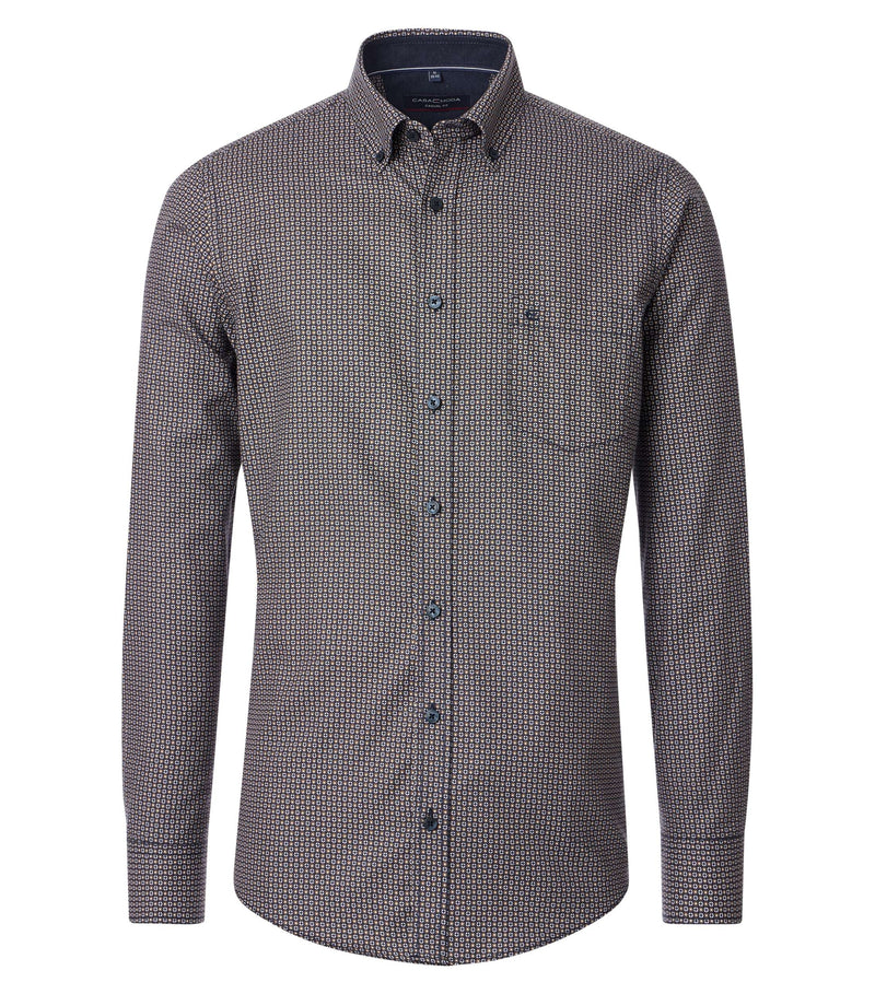 Casual Fit Print Shirt - Brown