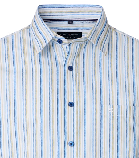 Short Sleeve Stripe Shirt - Light Blue