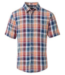 Casa Moda Check Short Sleeve Shirt - Tangarine