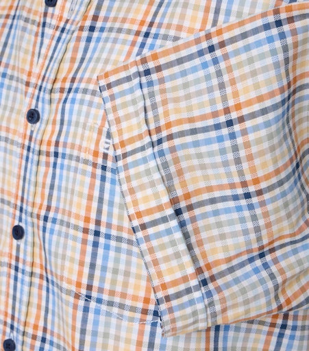 Check Short Sleeve Shirt - Tangarine