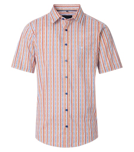 Short Sleeve Print Shirt - Tangarine