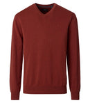 Plain V Neck Jumper - Burnt Henna