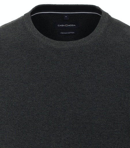 Patterned Round Neck Jumper - Thyme