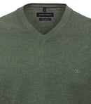 Plain V Neck Jumper - Thyme