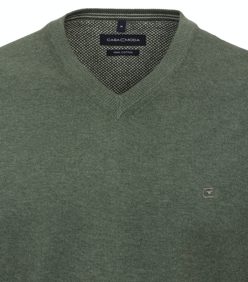 Plain V Neck Jumper - Thyme