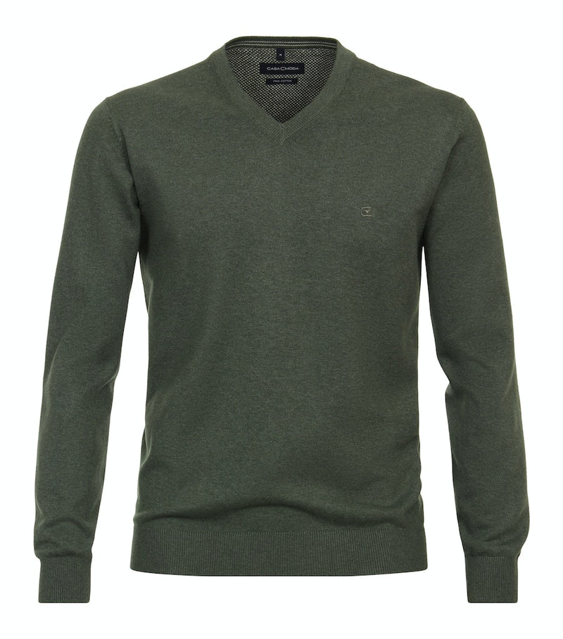 Plain V Neck Jumper - Thyme