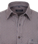 Casual Long Sleeve Print Shirt - Tangarine