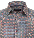 Print Short Sleeve Shirt - Tangarine