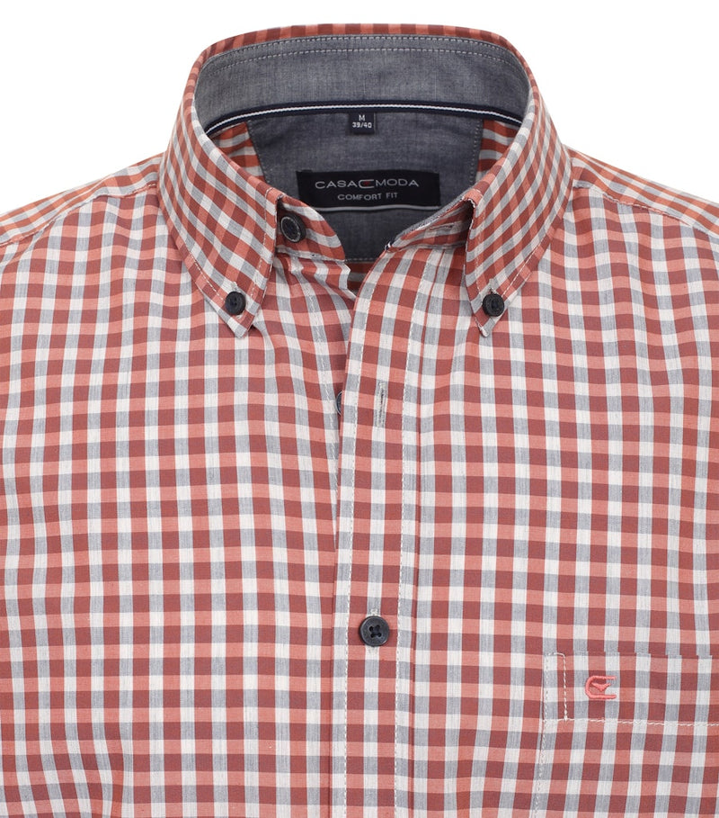 Casual Short Sleeve Shirt - Tangarine