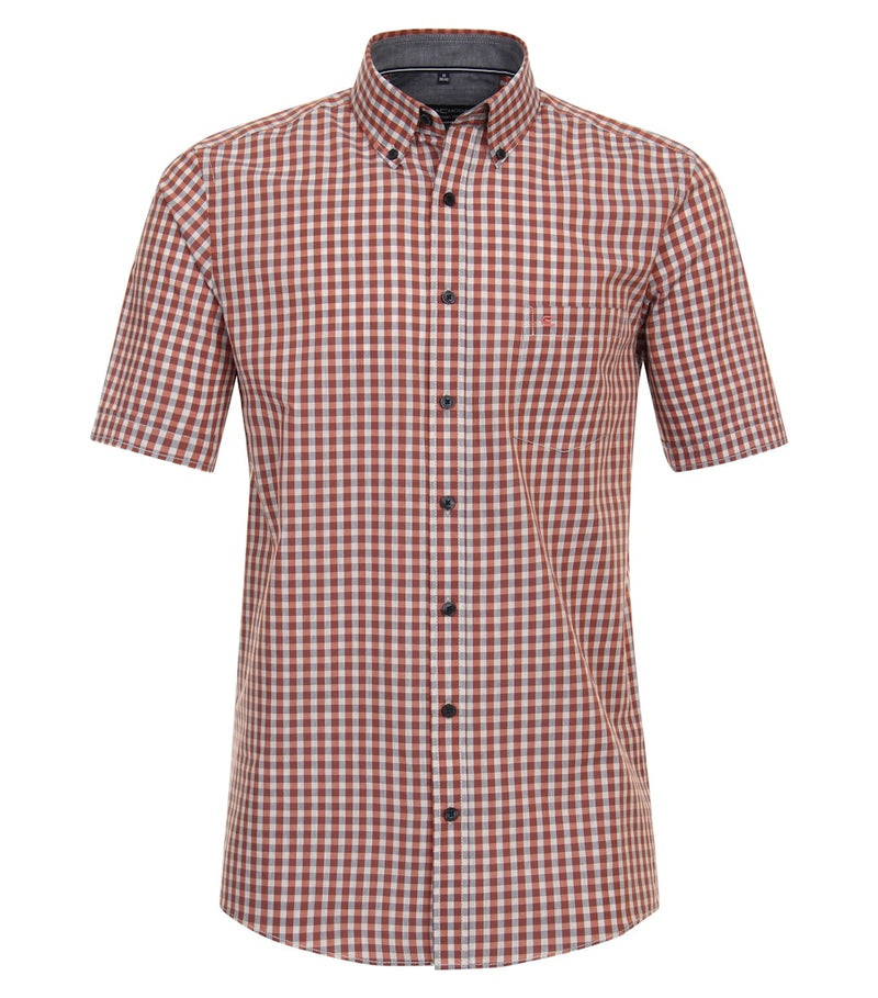 Casual Short Sleeve Shirt - Tangarine