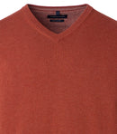 Plain V Neck Jumper - Burnt Ochre