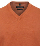 Plain V Neck Jumper - Baked Clay