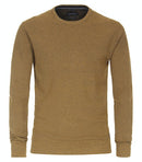 Patterned Round Neck Jumper - Old Gold
