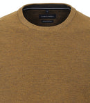 Patterned Round Neck Jumper - Old Gold