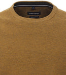 Patterned Round Neck Jumper - Old Gold