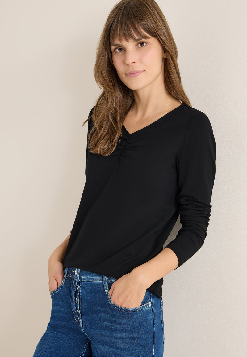 Gathered Basic Shirt - Black