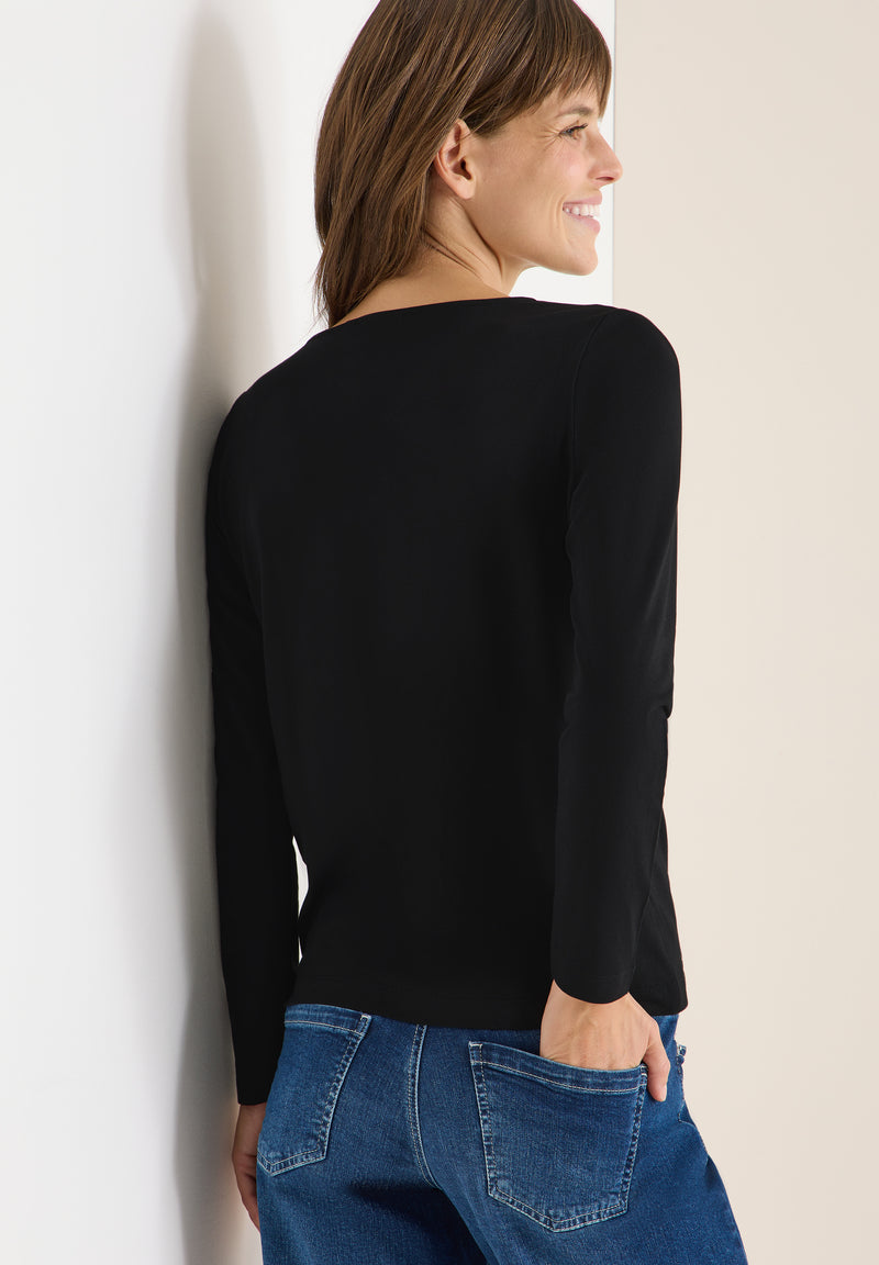 Gathered Basic Shirt - Black