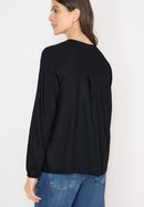 Solid Deco Blouse - Black