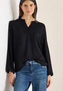Solid Deco Blouse - Black