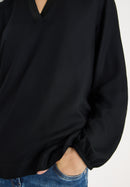 Solid Deco Blouse - Black