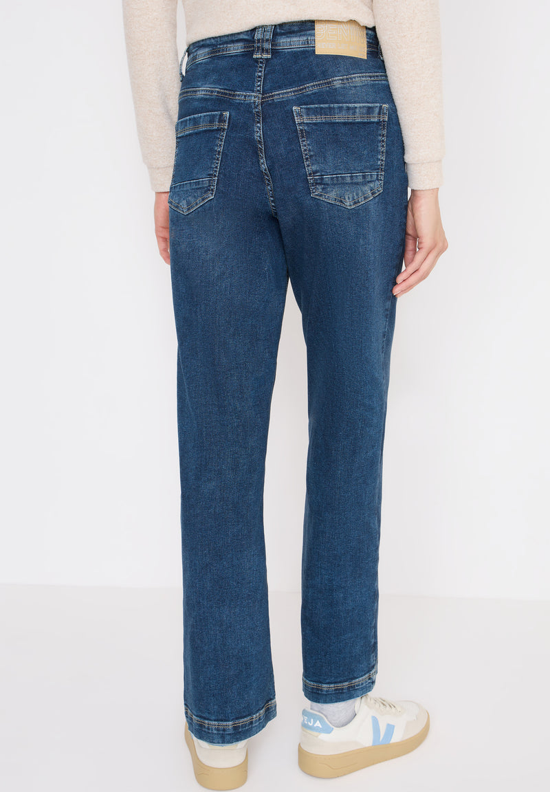 Neele Mid Blue Patch Trousers - Mid Blue Used Wash